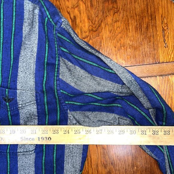 Dockers Men's XL 100% Cotton Blue Green Striped Longsleeve Cowboy Western Button - Picture 4 of 6